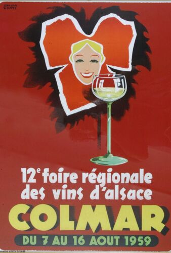Affiche 12 Ème Foire Régionale Des Vins D'alsace Colmar 1959
