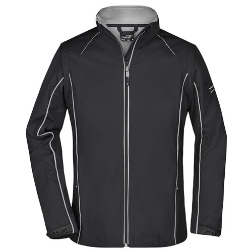 Veste Softshell Manches Amovibles - Femme - Jn1121 - Noir Et Argent