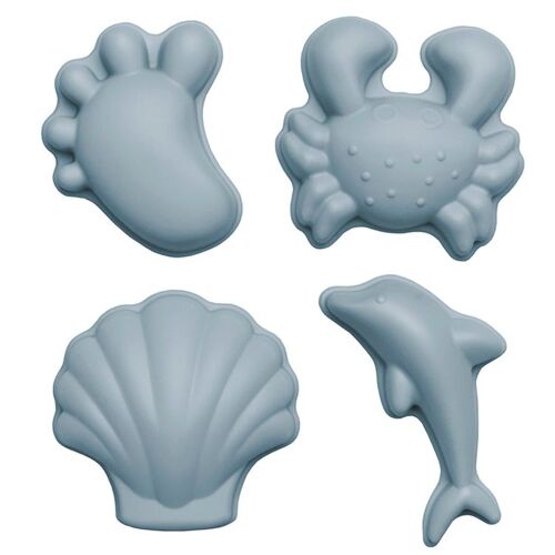 Set De 4 Moules De Plage En Silicone Souple Bleu - Scrunch