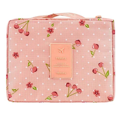 Trousse de toilette de voyage - Rose avec des cerises