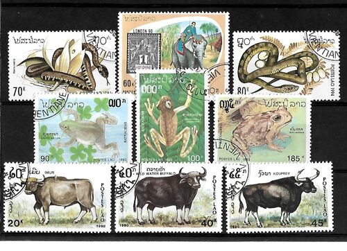 Laos-Lot De 9 Timbres Oblitérés-Très Bon Etat