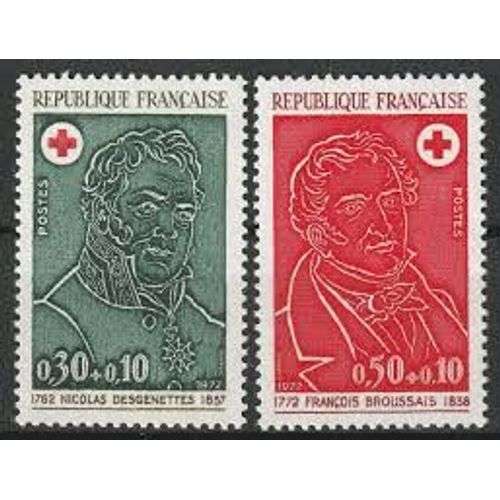 Au Profit De La Croix Rouge : Médecins Desgenettes Et Broussais La Paire Année 1972 N° 1735 1736 Yvert Et Tellier Luxe