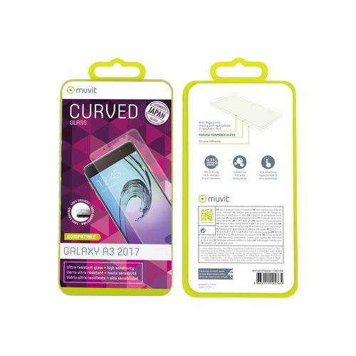 Muvit Curved Glass - Protection D'écran Pour Téléphone Portable - Verre - Pour Samsung Galaxy A3 (2017)