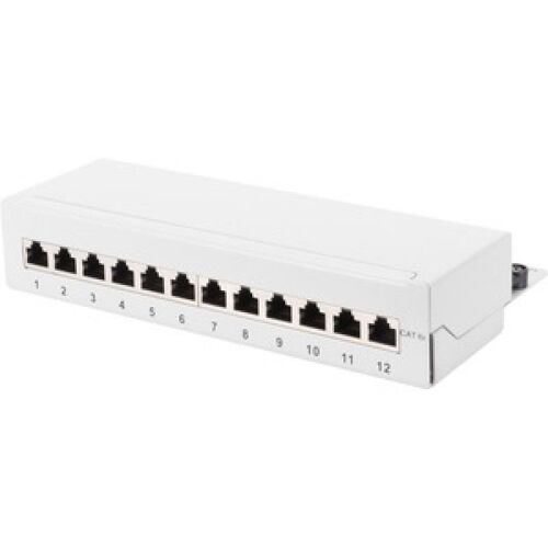 assmann cat 6a patch panel shielded desktop 12-port rj45 grey noir