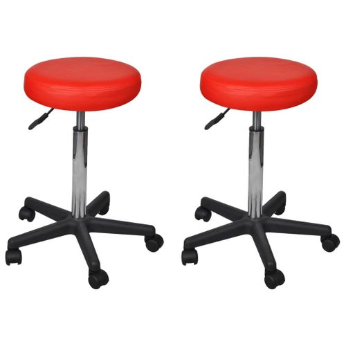 2 Pcs Tabourets De Bureau Rouge 35,5x98 Cm Similicuir