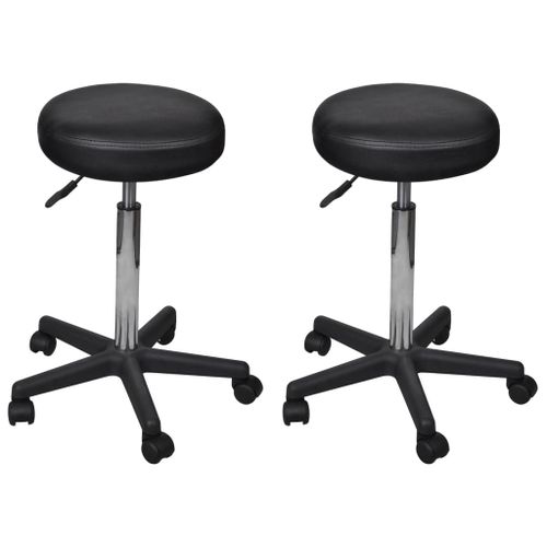 2 Pcs Tabourets De Bureau Noir 35,5x98 Cm Similicuir