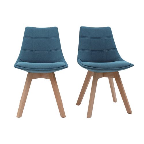 Chaises Scandinaves En Tissu Bleu Canard (Lot De 2) Matilde