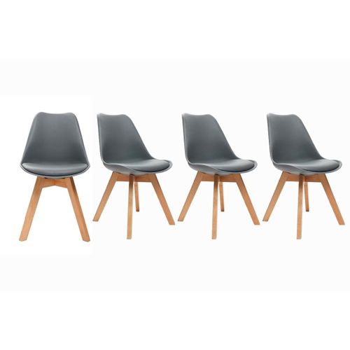 Chaises Scandinaves Gris Et Bois Clair (Lot De 4) Pauline