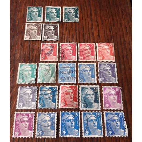 Lot De 24 Timbres Marianne Oblitérés France