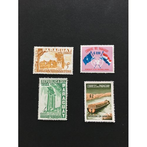 4 Timbres Neufs Anciens Du Paraguay