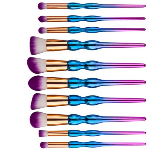 10 Pièces Fond De Teint Cosmétique Coloré Poudre Violet Brosse À Cheveux Fard À Paupières 