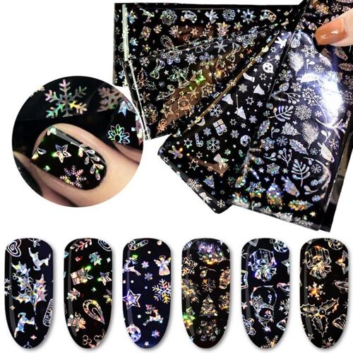 4 Pièces/Ensemble Noël Flocon De Neige Autocollant Pour Ongles Décalque Complet Adhésif Nail Art Autocollants Décoration Des Ongles Outil De Manucure 