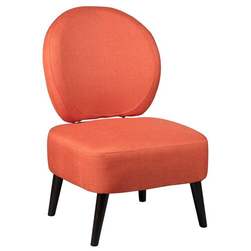 SKALAN - Fauteuil Crapaud Tissu Coloris Corail