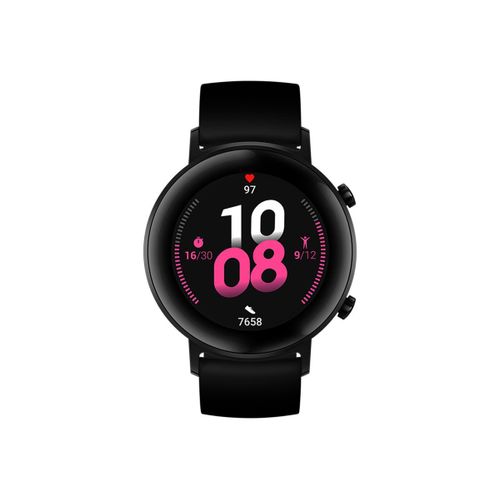 Huawei Watch GT 2 - Sport - 42 mm - acier inoxydable noir - montre intelligente avec bracelet - fluoroélastomère - noir - taille du poignet : 130-200 mm - affichage 1.2" - Bluetooth - 29 g
