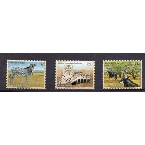 Nations Unies- Lot De 3 Timbres Neufs- Espèces Menacées D'extinction