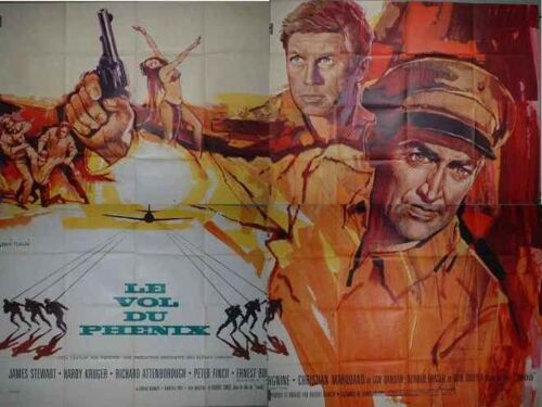 Le Vol Du Phoenix - The Flight Of The Phoenix * Robert Aldrich - Film 1965 - Affiche De Cinema Originale 240x320 Cm * Movie Poster - Dessin Tealdi * James Stewart ; Richard Attenborough ; Peter Finch