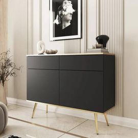 Buffet Komodee Banff Kom2 Jambes Métalliques Dorées Noir Noir 39 X 107 X 85 Cm