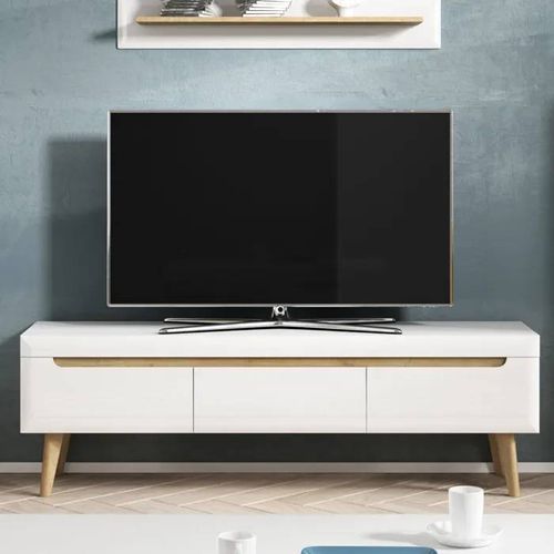 Meuble Tv Komodee Sudburry Rtv2 Façades Brillantes En Mdf Blanc Blanc 40 X 160 X 50 Cm