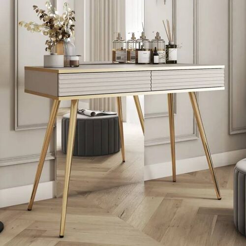 Coiffeuse Komodee BANFF TOA2 Jambes métalliques dorées Beige Beige 50 x 102 x 80 cm