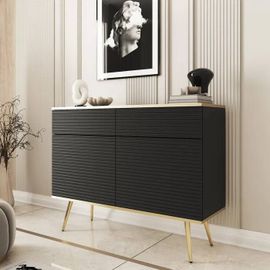 Buffet Komodee Banff Kom3 Jambes Métalliques Dorées Noir Noir 39 X 107 X 85 Cm