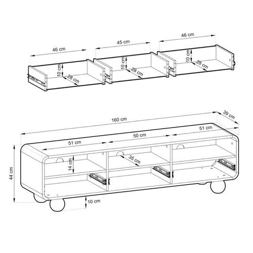 Meuble Tv Komodee Kamloops Rtv1 Corps Arrondi Cachemire Cachemire 39 X 160 X 44 Cm