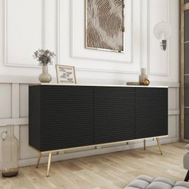 Buffet Komodee Banff Kom2 Jambes Métalliques Dorées Noir Noir 39 X 160 X 85 Cm