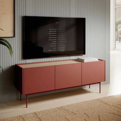 Meuble TV Komodee KELOWNA RTV1 Système de fermeture silencieuse des façades Rouge Rouge 37 x 144 x 55 cm