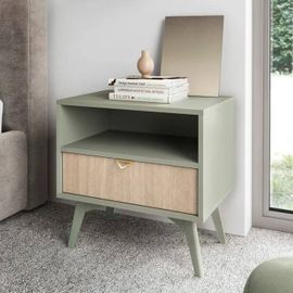 Table de Chevet Komodee TOFINO STO1 Pieds en bois Vert D¿d 38 x 54 x 54 cm