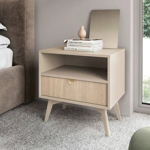 Table de Chevet Komodee TOFINO STO1 Pieds en bois Beige Chêne 38 x 54 x 54 cm