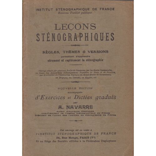Lecons Stenographiques . Regles Themes Versions