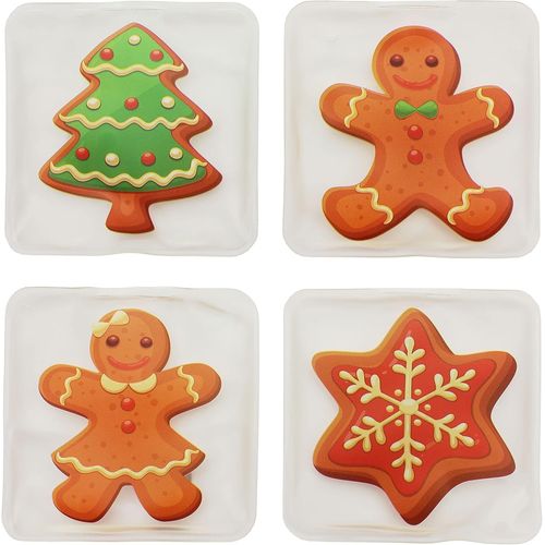 KALANKA-Lot de 4 chauffe-mains réutilisables pour les jours froids et pour les déplacements, coussin chauffant avec de superbes motifs (Lot de 4 chauffe-mains de Noël)