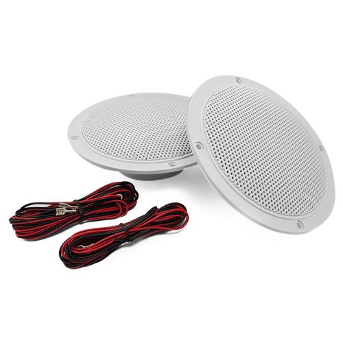 Kit 2 haut-parleurs coniques 5" / 80W - Grille et résistance à l'eau avec Amplificateur Google Home Bluetooth Amazon Alexa Echo