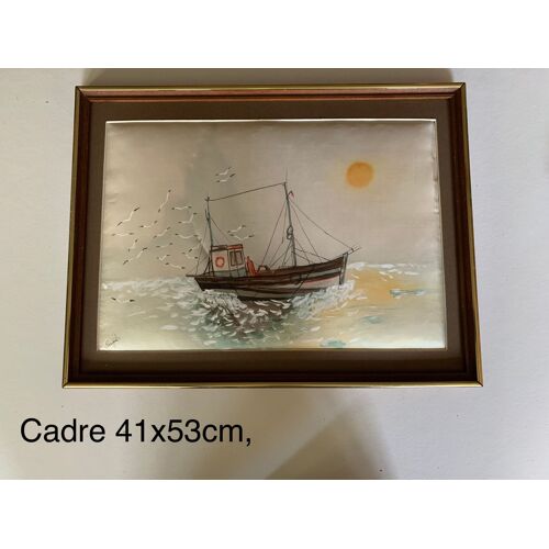 Peinture Sur Soie Encadré