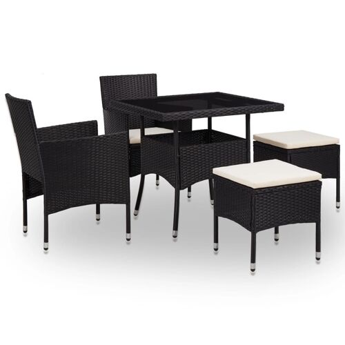 Mobilier À Dîner D'extérieur 5 Pcs Noir Résine Tressée Et Verre