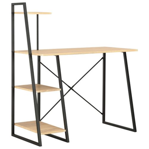Bureau Avec Étagère Noir Et Chêne 102x50x117 Cm