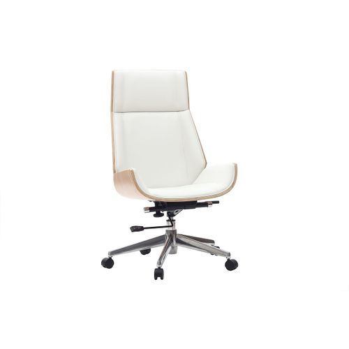 Fauteuil De Direction Design Bois Clair Et Blanc Curved