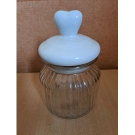 Bonbonnière en verre avec couvercle en céramique écru