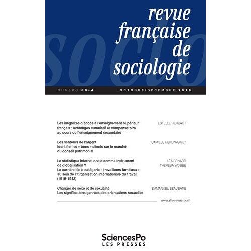 Revue Française De Sociologie N° 60-4, Octobre-Novembre-Décembre 2018