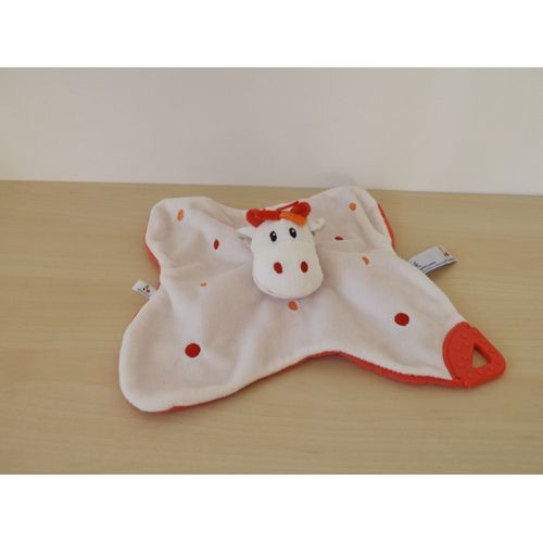 Doudou Girafe Blanc Rouge P'tit Bisou Aubert