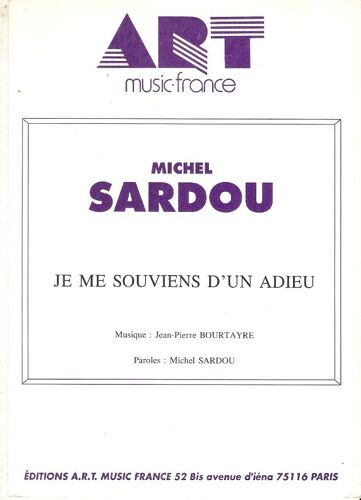 Partition Feuillet Michel Sardou Je Me Souviens D'un Adieu
