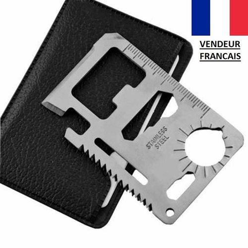 Couteau Kit Carte de Survie Porte Clé Camping Chasse Pêche Bivouac 11 en 1