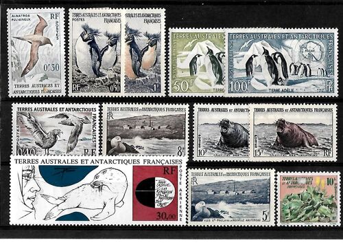 Taaf-Lot De 12 Timbres Neufs Avec Traces De Charnières