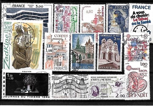 France-1980- Lot De 14 Timbres Oblitérés-Très Bon Etat