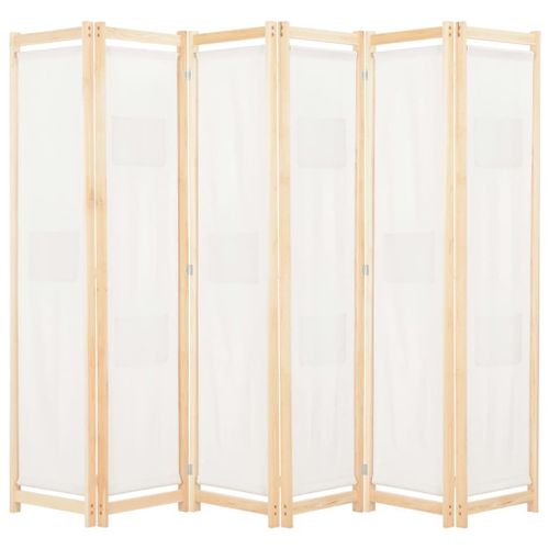 Cloison de séparation 6 panneaux Crème 240 x 170 x 4 cm Tissu