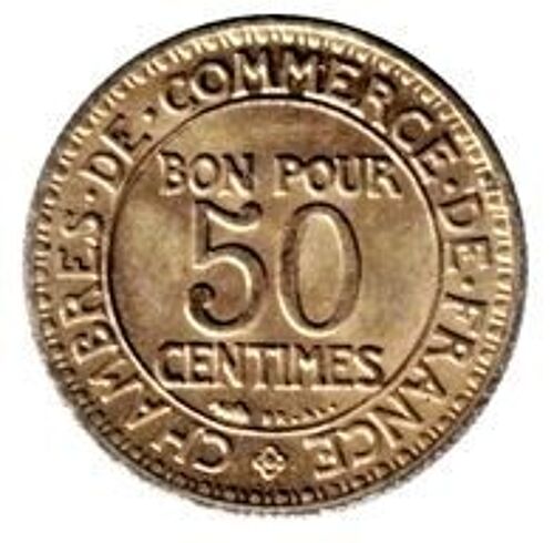 Pièce Bon Pour 50 Centimes, Chambres De Commerce De France -1924