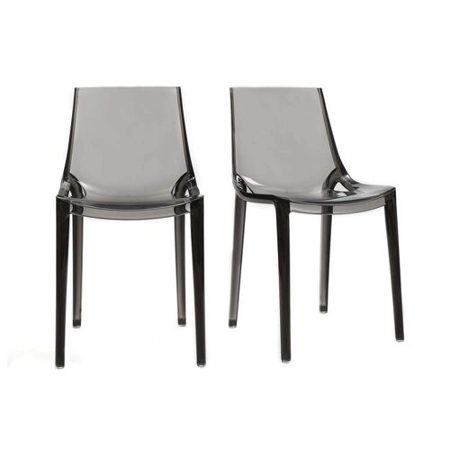 Chaises design grises fumées empilables intérieur / extérieur (lot de 2) YZEL