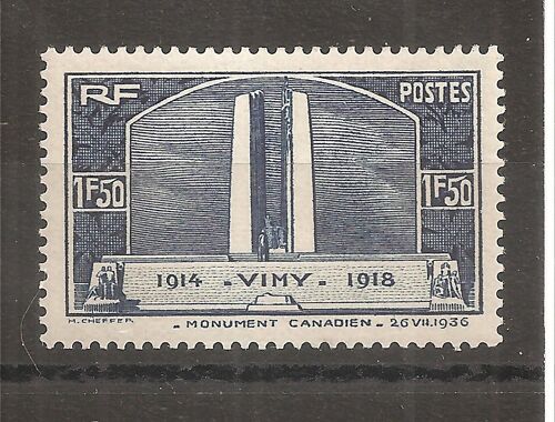 317 (1936) Monument De Vimy 1f50 Bleu N** (Cote 37e) (6784)