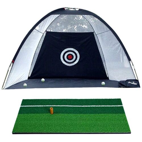 Filet D'entraînement De Golf Putting, Cage Portable Avec Cible Pour Le Bureau Et Extérieur Dimensions 100x150cm + Mini Tapis De Golf Entraînement Driver Practice Putting Avec Tee Caoutchouc 60 X 30 Cm