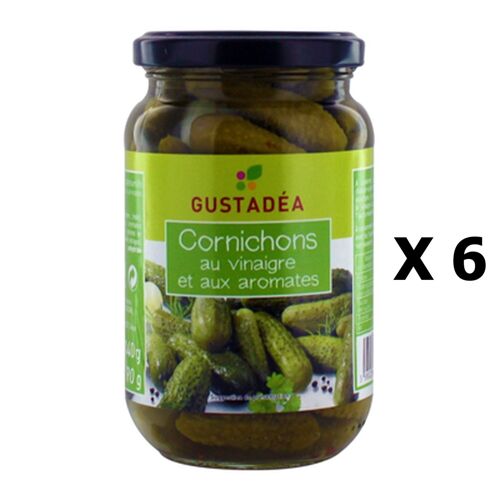 Lot 6x Cornichons Au Vinaigre - Gustadéa - Bocal 190g