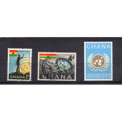 Ghana- Lot De 2 Timbres Oblitérés Et 1 Timbre Neuf Divers